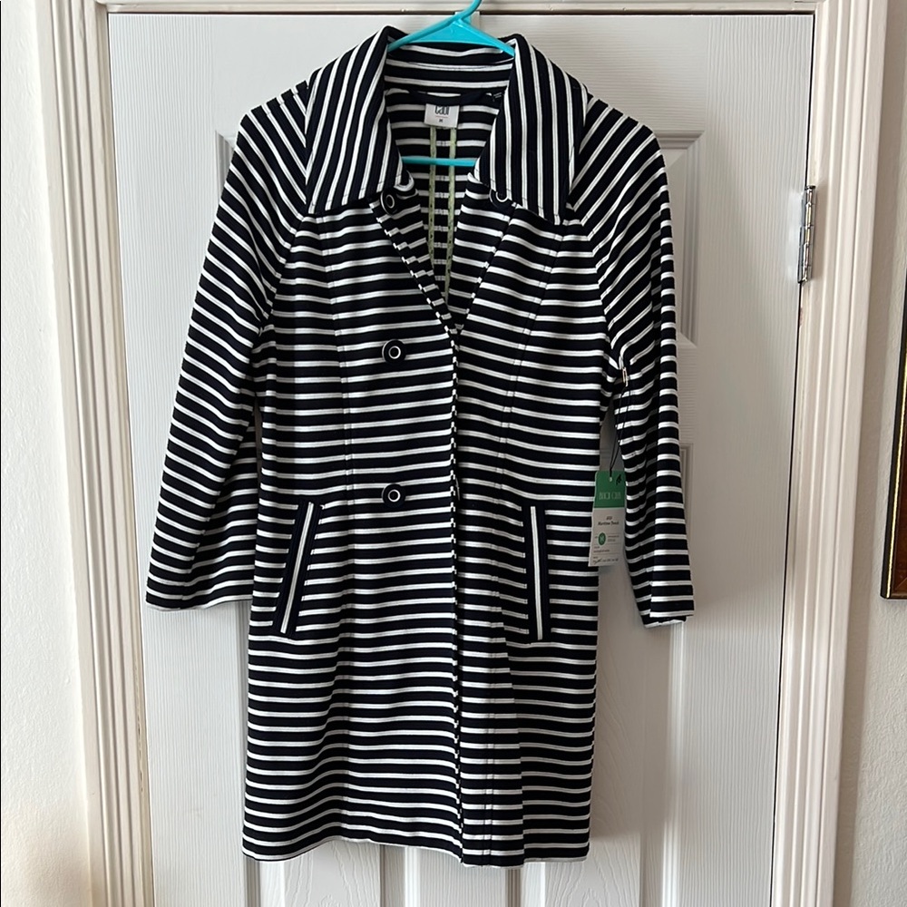 CAbi Women's Maritime Trench White and Midnight Navy Sz M NWT